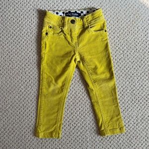 Mini Boden Girls Yellow Corduroy Pants, 3T